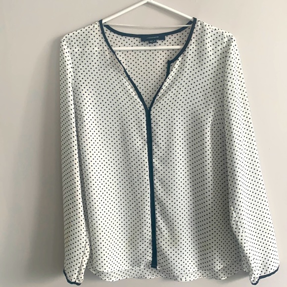 Black and white polka dot long sleeve blouse chemise top - Picture 1 of 6